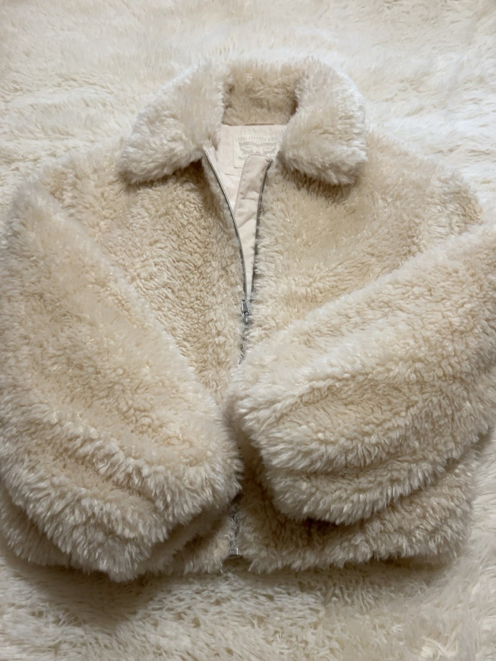 Levi's Cream Teddy Faux Shearling Zip Jacket - Women's